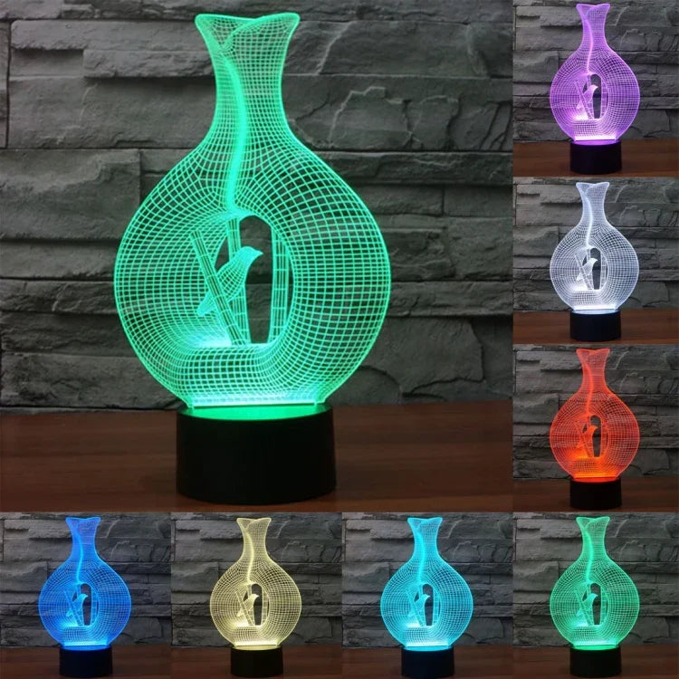 Lâmpada de Secretária Estéreo Visual Criativa com Descoloração de 7 Cores, Luz Noturna, Estilo Pássaro na Gaiola