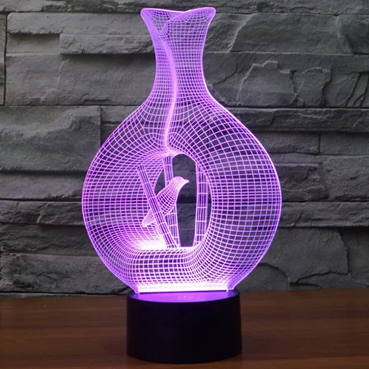 Lâmpada de Secretária Estéreo Visual Criativa com Descoloração de 7 Cores, Luz Noturna, Estilo Pássaro na Gaiola