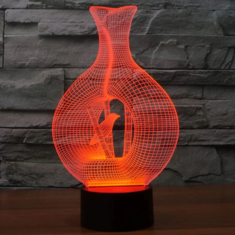 Lâmpada de Secretária Estéreo Visual Criativa com Descoloração de 7 Cores, Luz Noturna, Estilo Pássaro na Gaiola