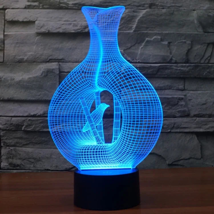 Lâmpada de Secretária Estéreo Visual Criativa com Descoloração de 7 Cores, Luz Noturna, Estilo Pássaro na Gaiola