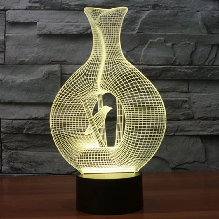 Lâmpada de Secretária Estéreo Visual Criativa com Descoloração de 7 Cores, Luz Noturna, Estilo Pássaro na Gaiola