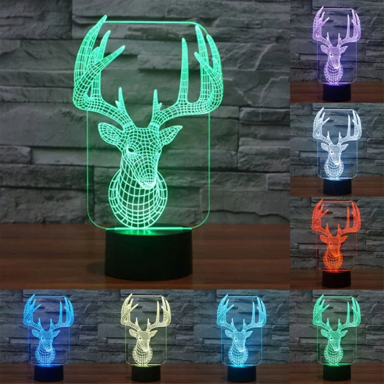 Lâmpada de Secretária Estéreo Visual Criativa com Descoloração de 7 Cores, Luz Noturna, Estilo Elaphurus Davidianus