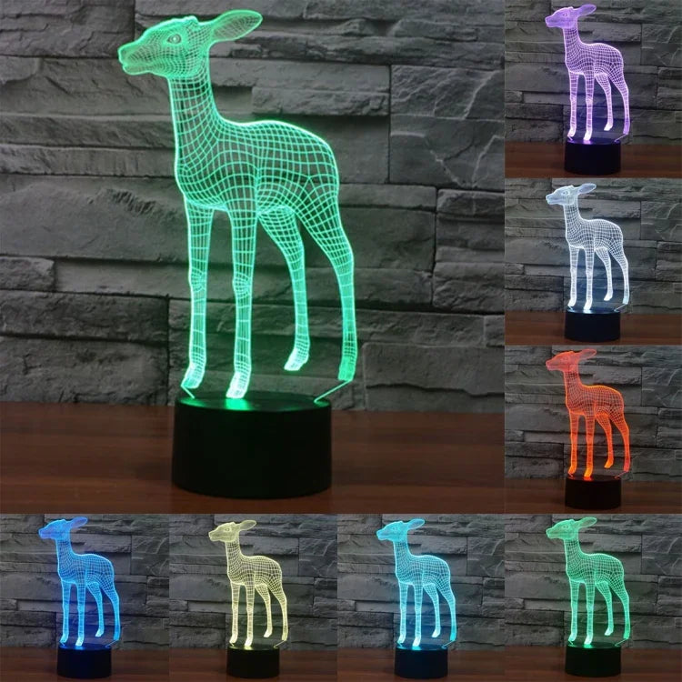 Lâmpada de Secretária Estéreo Visual Criativa com Descoloração de 7 Cores, Luz Noturna, Estilo Veado