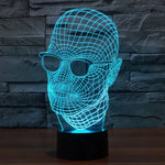 Lâmpada de Secretária Estéreo Visual Criativa com Descoloração de 7 Cores, Luz Noturna, Tamanho do Produto: 23,6 x 14,0 x 8,7 cm, Estilo Homem com Óculos
