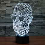 Lâmpada de Secretária Estéreo Visual Criativa com Descoloração de 7 Cores, Luz Noturna, Tamanho do Produto: 23,6 x 14,0 x 8,7 cm, Estilo Homem com Óculos