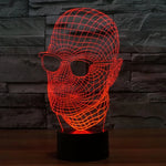 Lâmpada de Secretária Estéreo Visual Criativa com Descoloração de 7 Cores, Luz Noturna, Tamanho do Produto: 23,6 x 14,0 x 8,7 cm, Estilo Homem com Óculos