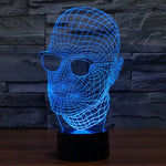 Lâmpada de Secretária Estéreo Visual Criativa com Descoloração de 7 Cores, Luz Noturna, Tamanho do Produto: 23,6 x 14,0 x 8,7 cm, Estilo Homem com Óculos