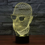 Lâmpada de Secretária Estéreo Visual Criativa com Descoloração de 7 Cores, Luz Noturna, Tamanho do Produto: 23,6 x 14,0 x 8,7 cm, Estilo Homem com Óculos