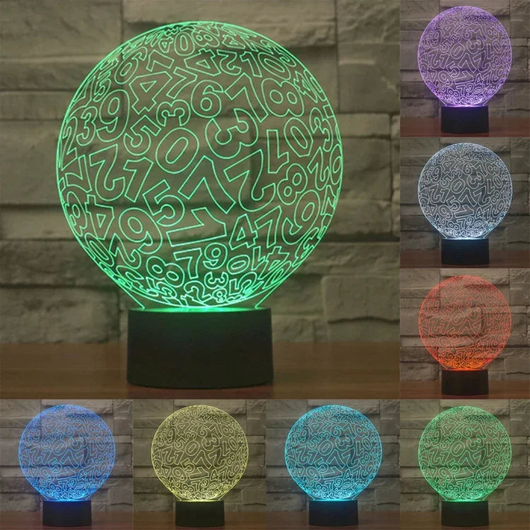 Lâmpada de Secretária Estéreo Visual Criativa com Descoloração de 7 Cores, Estilo Números