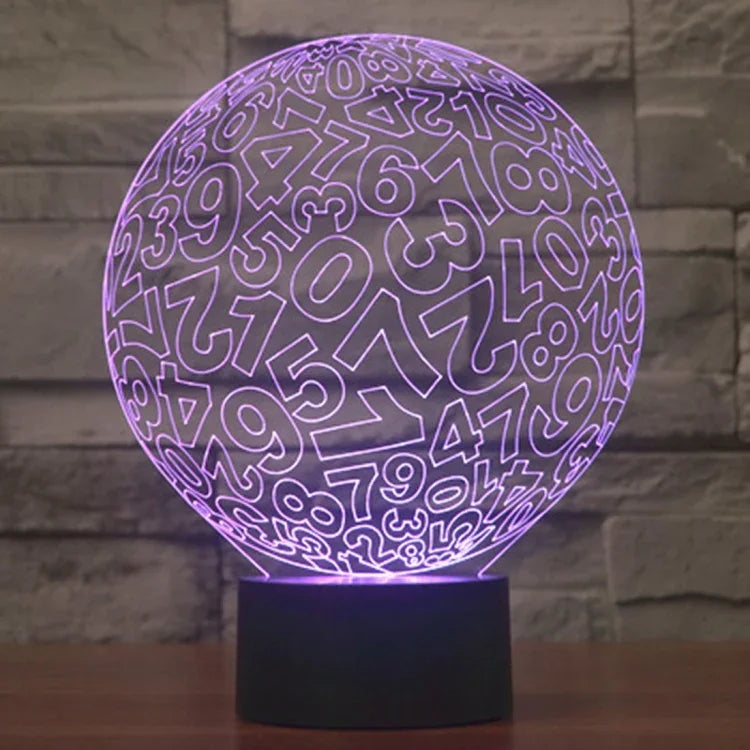Lâmpada de Secretária Estéreo Visual Criativa com Descoloração de 7 Cores, Estilo Números
