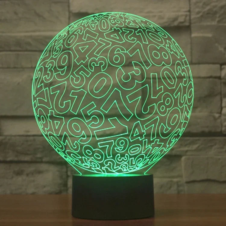 Lâmpada de Secretária Estéreo Visual Criativa com Descoloração de 7 Cores, Estilo Números