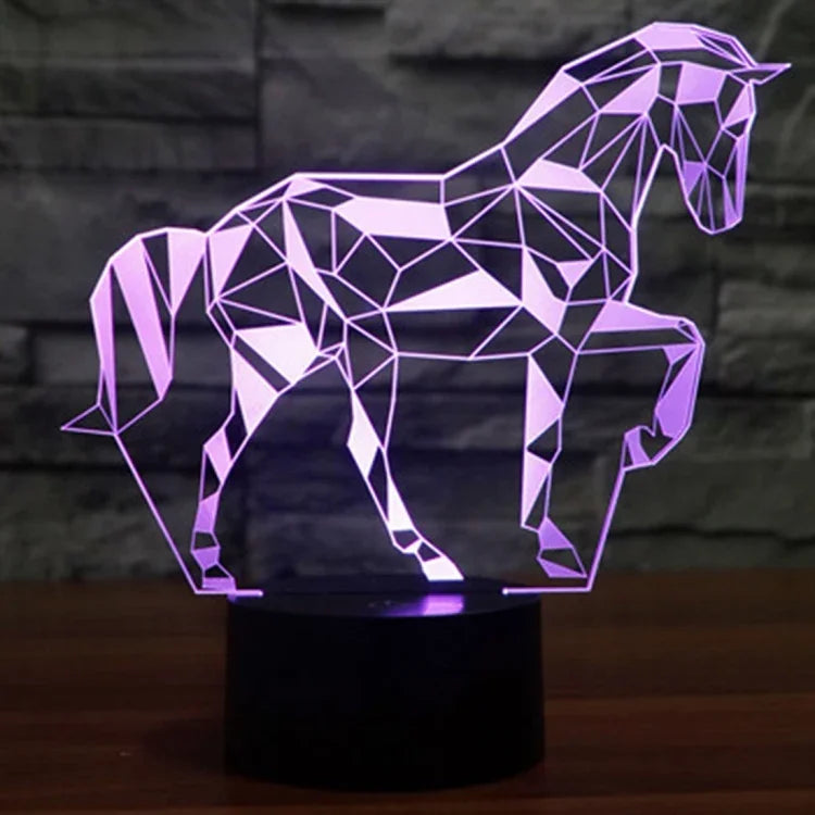 Lâmpada de Secretária Estéreo Visual Criativa com Descoloração de 7 Cores, Forma de Cavalo