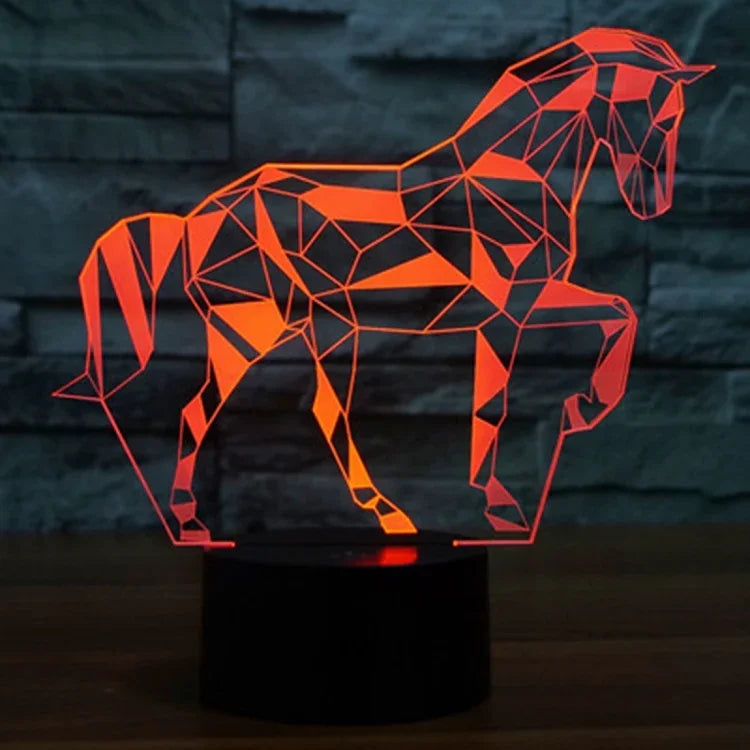 Lâmpada de Secretária Estéreo Visual Criativa com Descoloração de 7 Cores, Forma de Cavalo