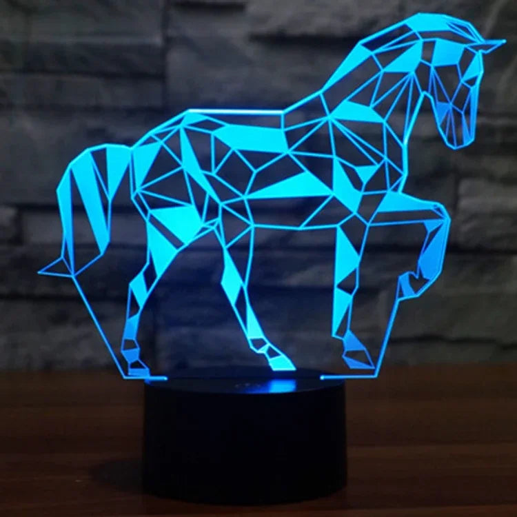Lâmpada de Secretária Estéreo Visual Criativa com Descoloração de 7 Cores, Forma de Cavalo