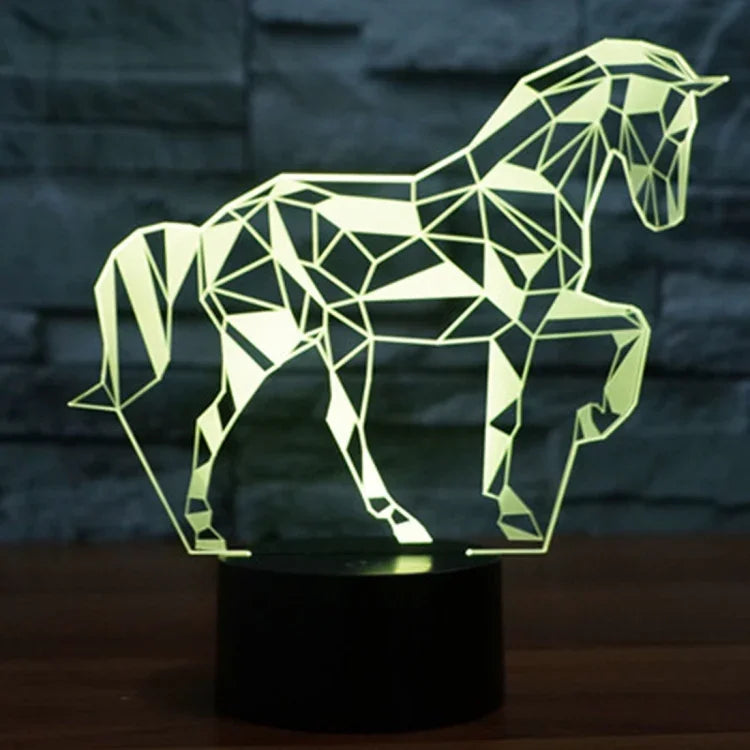 Lâmpada de Secretária Estéreo Visual Criativa com Descoloração de 7 Cores, Forma de Cavalo