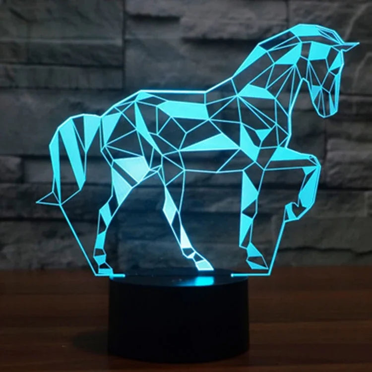 Lâmpada de Secretária Estéreo Visual Criativa com Descoloração de 7 Cores, Forma de Cavalo