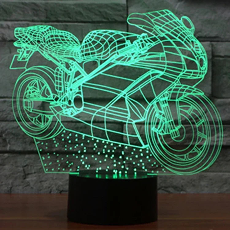Lâmpada de Secretária Estéreo Visual Criativa com Descoloração de 7 Cores, Forma de Motociclo