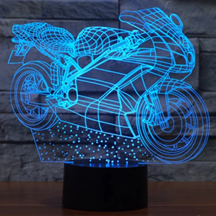 Lâmpada de Secretária Estéreo Visual Criativa com Descoloração de 7 Cores, Forma de Motociclo