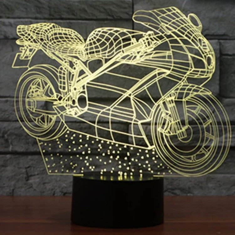 Lâmpada de Secretária Estéreo Visual Criativa com Descoloração de 7 Cores, Forma de Motociclo