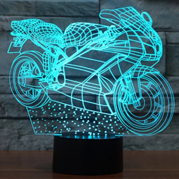 Lâmpada de Secretária Estéreo Visual Criativa com Descoloração de 7 Cores, Forma de Motociclo