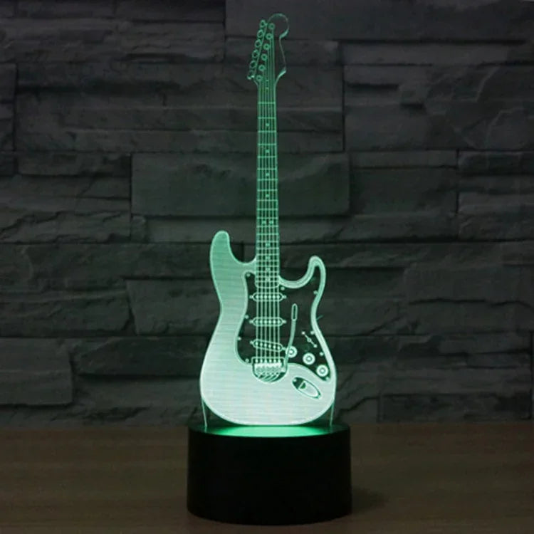 Lâmpada de Mesa Estéreo Visual Criativa com Descoloração de 7 Cores, Forma de Guitarra Elétrica