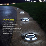 4 Peças de Lâmpadas Enterradas LED Solar IP68 Impermeáveis para Jardim e Relva Exterior