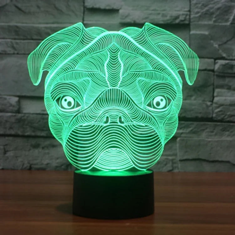 Lâmpada de Mesa Estéreo Visual Criativa com Descoloração de 7 Cores, Forma de Cão