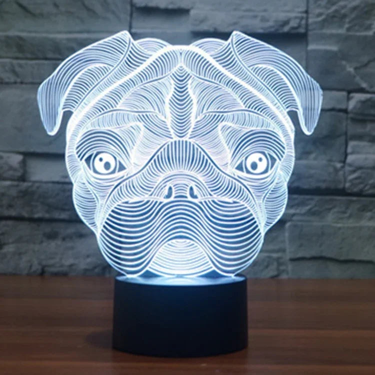 Lâmpada de Mesa Estéreo Visual Criativa com Descoloração de 7 Cores, Forma de Cão