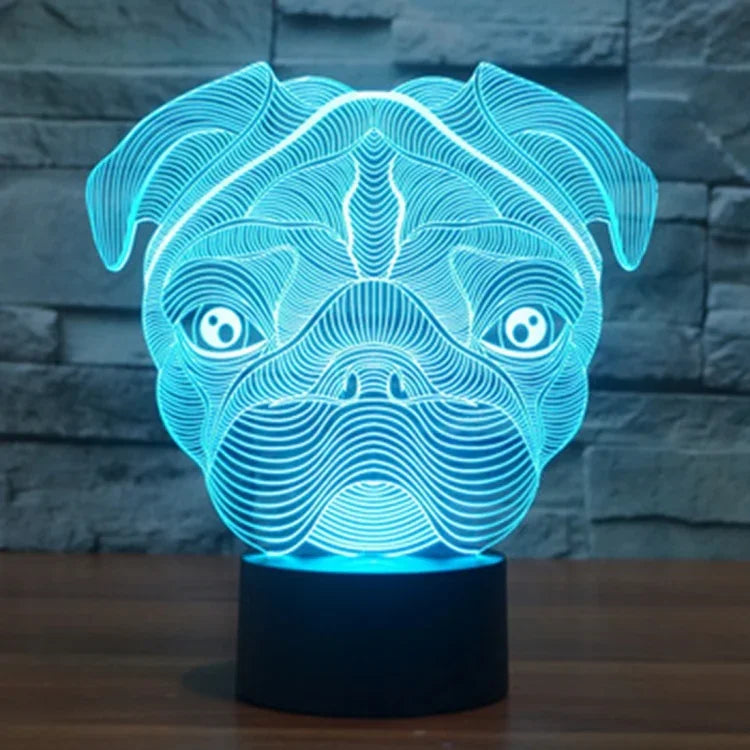 Lâmpada de Mesa Estéreo Visual Criativa com Descoloração de 7 Cores, Forma de Cão
