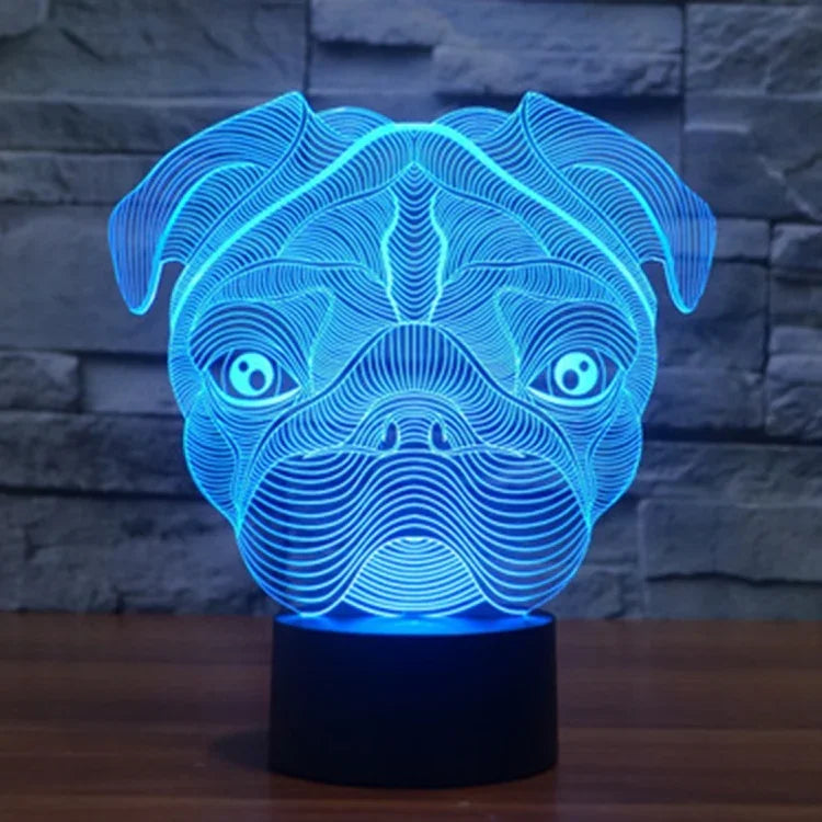 Lâmpada de Mesa Estéreo Visual Criativa com Descoloração de 7 Cores, Forma de Cão