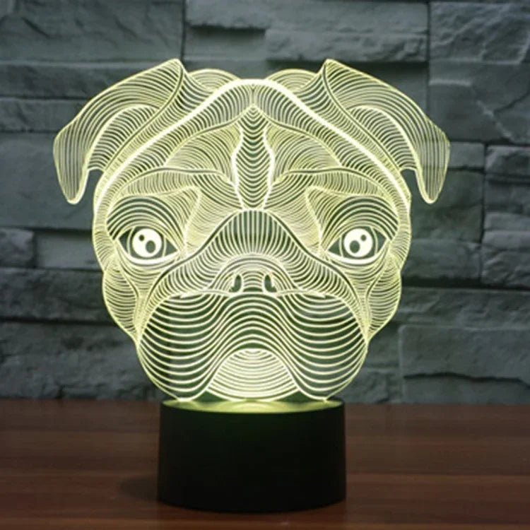 Lâmpada de Mesa Estéreo Visual Criativa com Descoloração de 7 Cores, Forma de Cão