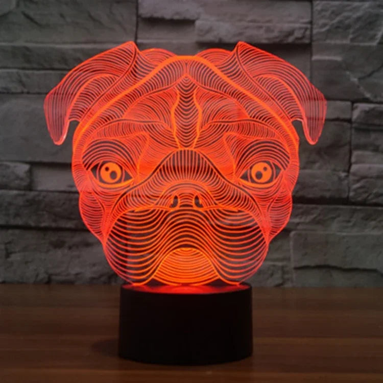Lâmpada de Mesa Estéreo Visual Criativa com Descoloração de 7 Cores, Forma de Cão