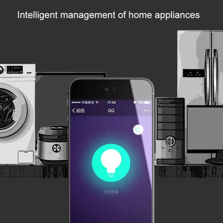 Tomada inteligente WiFi 2,4GHz formato redondo 10A, mini ficha, controlo remoto por APP, temporizador, compatível com Alexa e Google Home, luz respiratória colorida, AC 100-240V, ficha US
