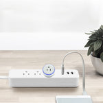 Tomada inteligente WiFi 2,4GHz formato redondo 10A, mini ficha, controlo remoto por APP, temporizador, compatível com Alexa e Google Home, luz respiratória colorida, AC 100-240V, ficha US