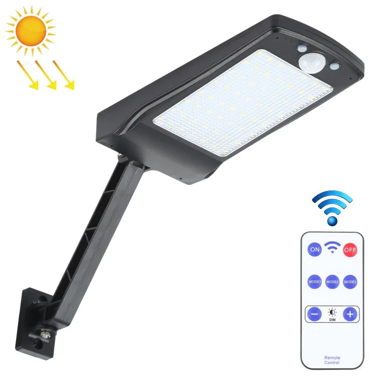 Luz de Parede Solar para Exterior 12W 56 LEDs SMD 2835 IP65 à Prova de Água com Controlo Remoto e Sensor de Movimento