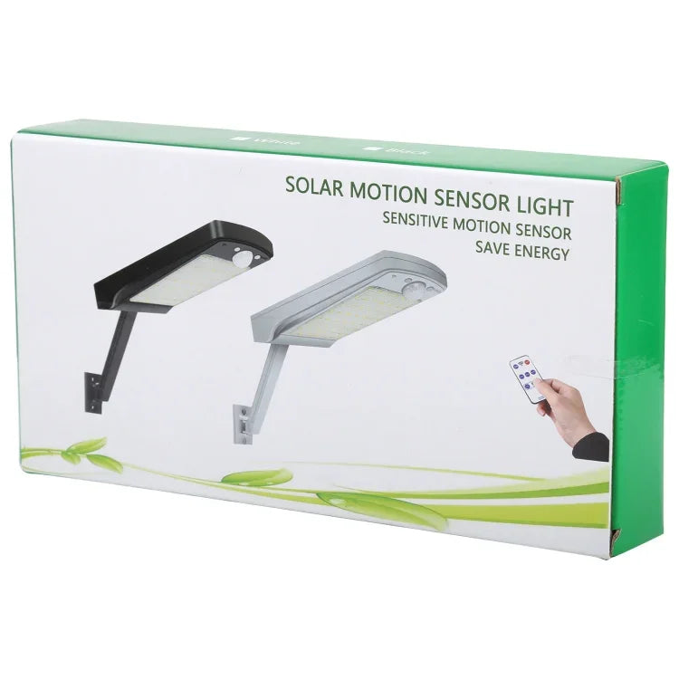 Luz de Parede Solar para Exterior 12W 56 LEDs SMD 2835 IP65 à Prova de Água com Controlo Remoto e Sensor de Movimento