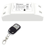 Módulo temporizador de controlo remoto sem fios inteligente WiFi DIY Sonoff 433MHz com interruptor de energia e controlo remoto de 4 teclas para casa inteligente, compatível com iOS e Android, 433MHz com controlo remoto