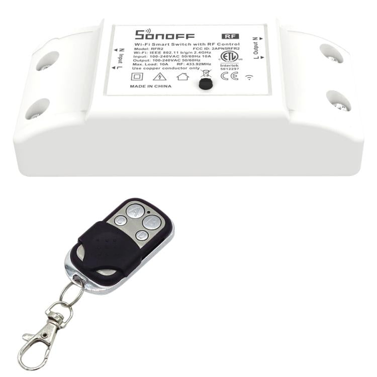 Módulo temporizador de controlo remoto sem fios inteligente WiFi DIY Sonoff 433MHz com interruptor de energia e controlo remoto de 4 teclas para casa inteligente, compatível com iOS e Android, 433MHz com controlo remoto