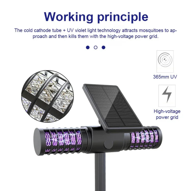 Luz Mata-Mosquitos Solar SZ-16008 para Exterior IP65 à Prova de Água, LED para Jardim, Plug de Chão, Armadilha Decorativa para Relva