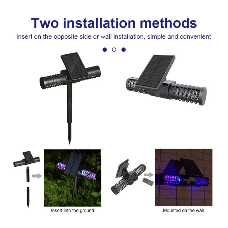 Luz Mata-Mosquitos Solar SZ-16008 para Exterior IP65 à Prova de Água, LED para Jardim, Plug de Chão, Armadilha Decorativa para Relva