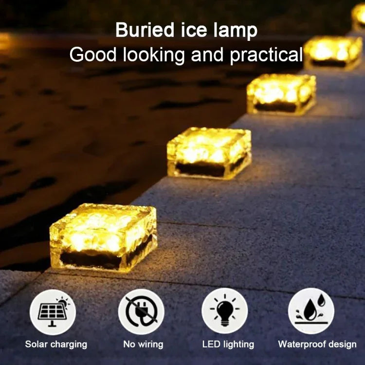 Luz Enterrada LED Solar Quadrada com Vidro Temperado para Exterior, Decoração de Jardim IP55 à Prova de Água, Tamanho: 7 x 7 x 5cm