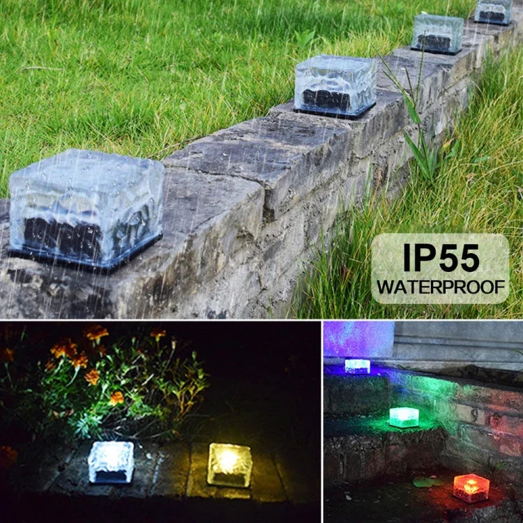 Luz Enterrada LED Solar Quadrada com Vidro Temperado para Exterior, Decoração de Jardim IP55 à Prova de Água, Tamanho: 7 x 7 x 5cm