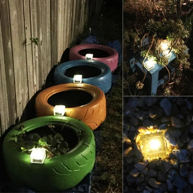 Luz Enterrada LED Solar Quadrada com Vidro Temperado para Exterior, Decoração de Jardim IP55 à Prova de Água, Tamanho: 7 x 7 x 5cm