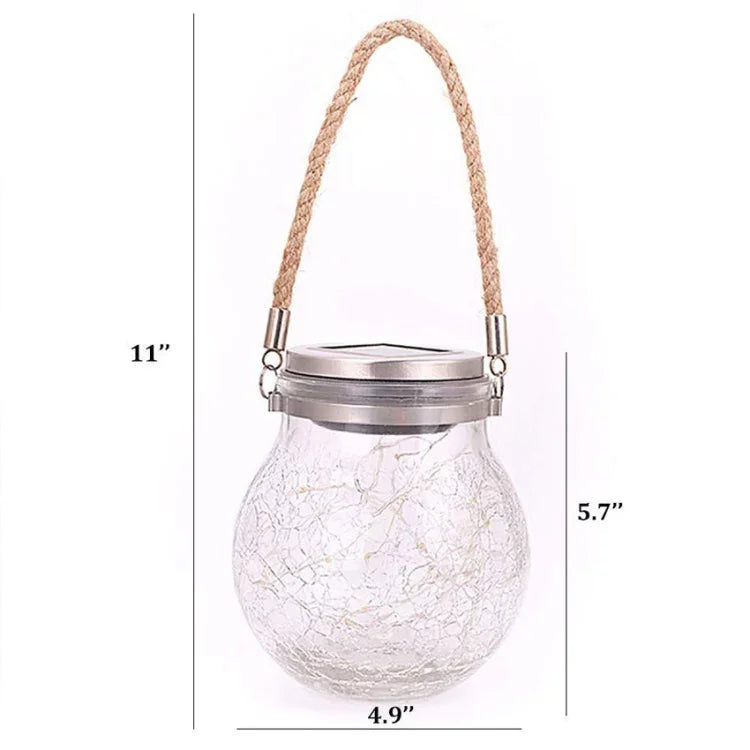 Lâmpada Pendente de Garrafa de Vidro com Energia Solar IP55 à Prova de Água para Decoração de Jardim Exterior, Luz Branca Quente