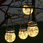 Lâmpada Pendente de Garrafa de Vidro com Energia Solar IP55 à Prova de Água para Decoração de Jardim Exterior, Luz Branca Quente