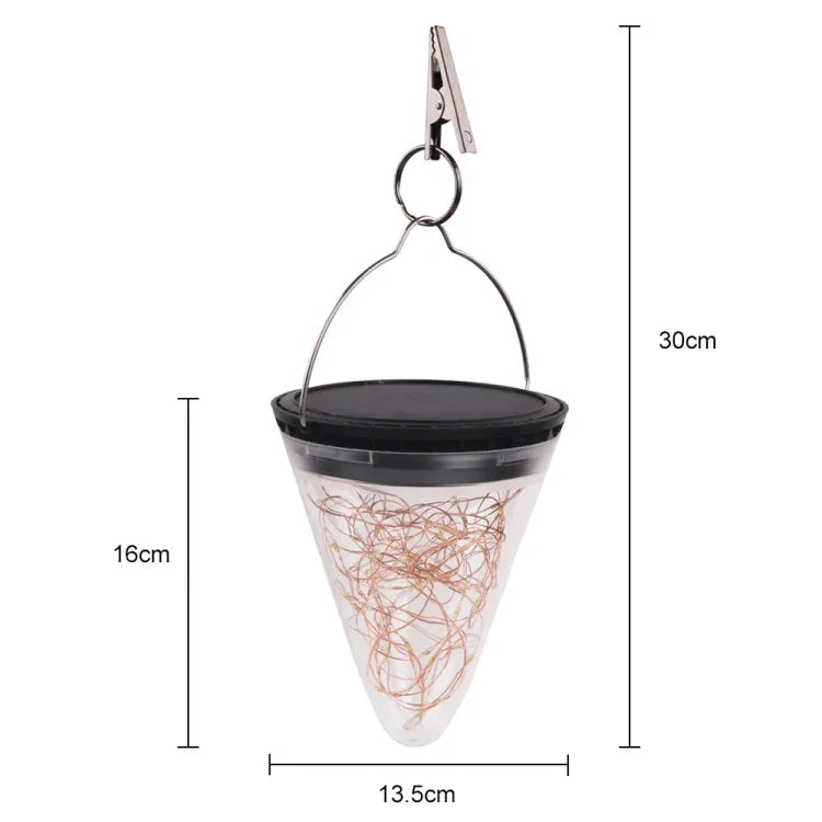 Lâmpada Pendente Cónica de Luz Estelar com Energia Solar IP55 à Prova de Água para Decoração de Jardim Exterior