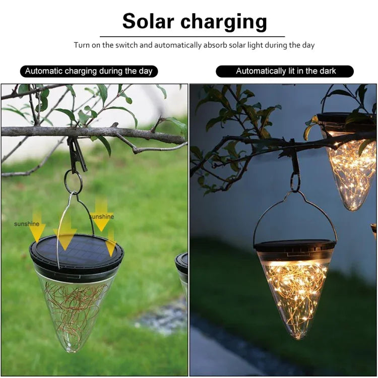 Lâmpada Pendente Cónica de Luz Estelar com Energia Solar IP55 à Prova de Água para Decoração de Jardim Exterior