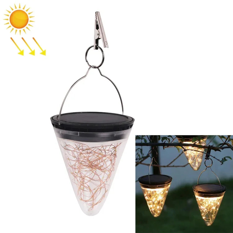 Lâmpada Pendente Cónica de Luz Estelar com Energia Solar IP55 à Prova de Água para Decoração de Jardim Exterior