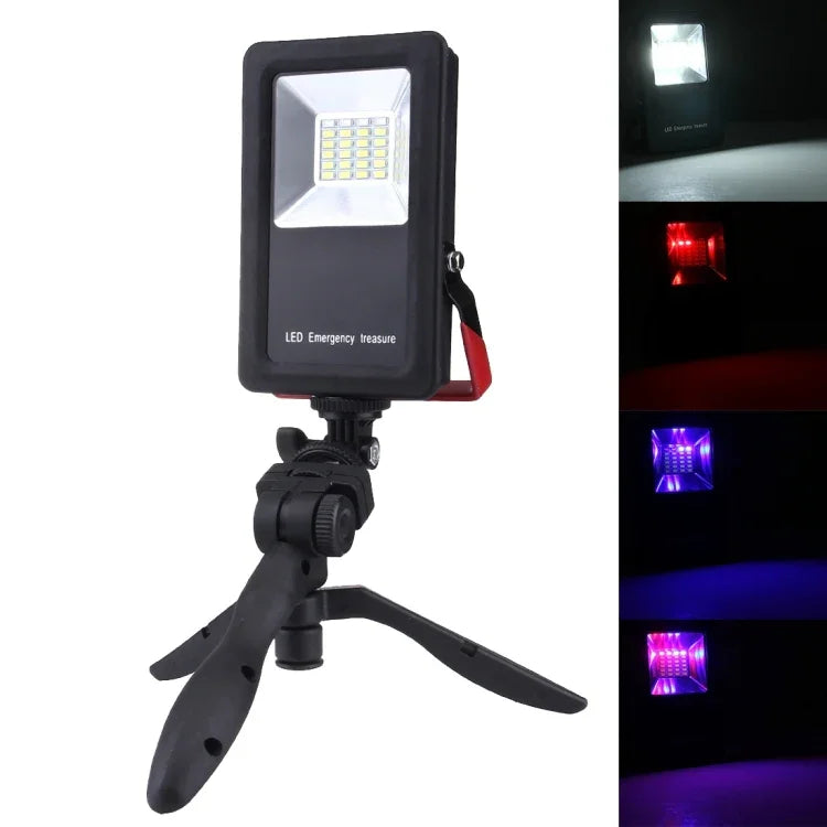 Luzes de Aviso Piscantes Portáteis com 24 LEDs SMD5730 2400LM 6000-6500K Vermelho e Azul com Suporte, 30W/2400LM 6000-6500K