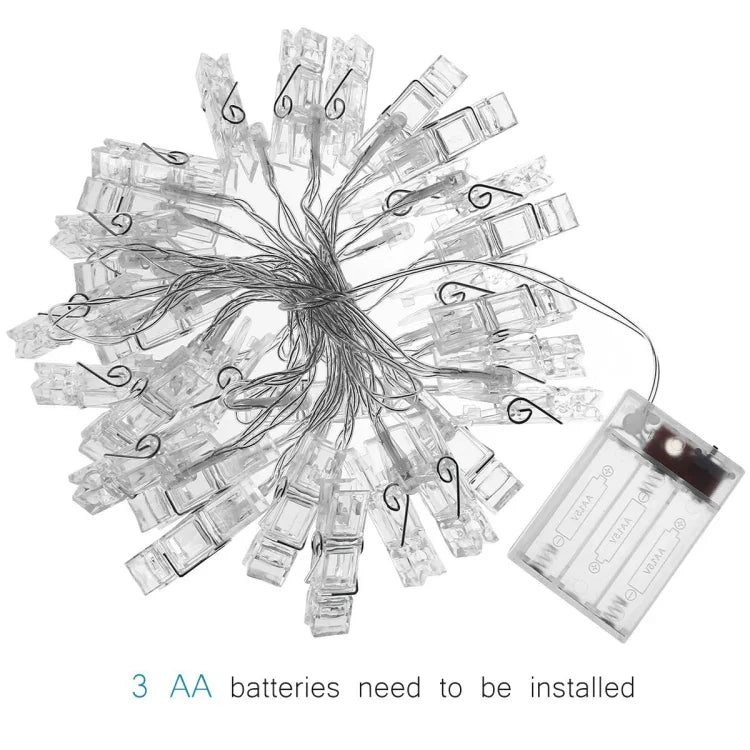 Luz Decorativa com 40 LEDs e Caixa para 3 Pilhas AA, Correntes para Pendurar em Casa, DIY Festa, Casamento, Decoração de Natal, 4m
